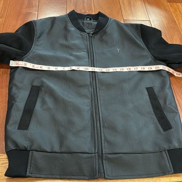 F Collection black leather and suede men's Italy Leather Bomber Jacker Size M - Picture 10 of 13